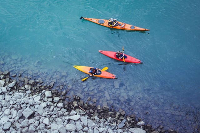 Kayaks on the beach